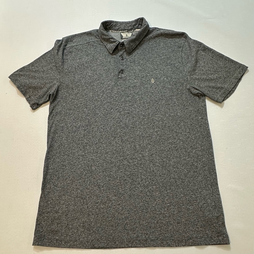 Volcom Polo Shirt Mens Large Gray Heather Short Sleeve Casual Skate Logo